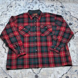 Northern Explorer Vintage Plaid Flannel Shirt Men’s XXL Red Green Long Sleeve